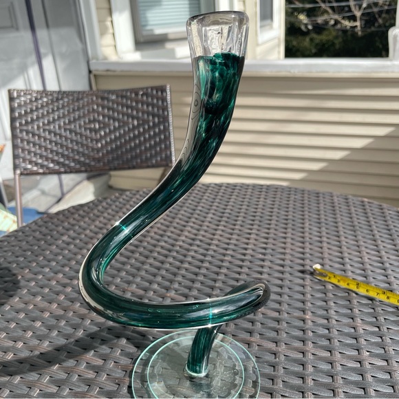 Handblown Glass Spiral Curved Candle Holder - Picture 16 of 16